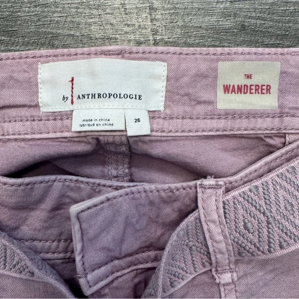 Anthropologie Pink Belted Wanderer Twill Ankle Pants Straight Leg Womens Sz. 26 - Picture 6 of 8